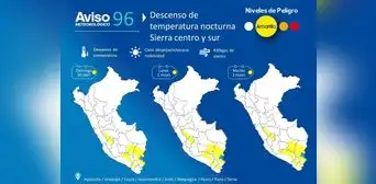 Senamhi advierte de descenso de temperatura nocturna en la sierra centro y sur del país