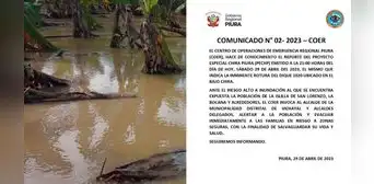 Piura: evacúan distritos de Vichayal y Pueblo Nuevo de Colán ante rotura de dique en Bajo Chira Piura: evacúan distritos de Vichayal y Pueblo Nuevo de Colán ante rotura de dique en Bajo Chira
