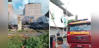 Bomberos no contaban con agua para apagar incendio y dos familias lo pierden todo en Tumbes