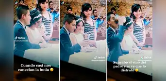 “Una copa para el susto”: novio se bebe todo el vino de sacerdote durante su boda