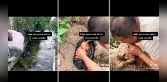 Hombre rescata a perrito de morir ahogado y es elogiado en redes sociales: "Hermoso gesto" Hombre rescata a perrito de morir ahogado y es elogiado en redes sociales: "Hermoso gesto"