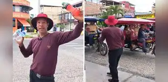 "¡Refréscateee!": ciudadano dominicano sorprende con peculiar estrategia para vender agua en Tarapoto