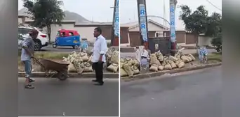 Independencia: alcalde encuentra a vecino botando desmonte en la calle y lo obliga a recogerlo Independencia: alcalde encuentra a vecino botando desmonte en la calle y lo obliga a recogerlo