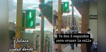 Semáforo en Puno causa asombro por solo dar 3 segundos para cruzar: “Adrenalina al 100”
