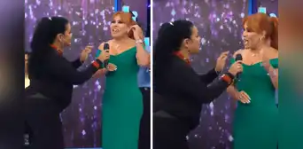 Eva Ayllón logró que Magaly Medina cantara con ella una parte de "Nuestro secreto"