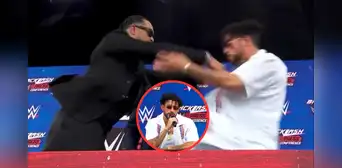 Bad Bunny se fue a las manos con Damian Priest durante la conferencia de prensa de la WWE