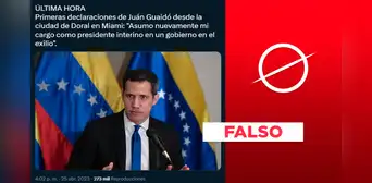 No, Juan Guaidó no afirmó que asumiría como "presidente interino" de Venezuela desde el exilio No, Juan Guaidó no afirmó que asumiría como "presidente interino" de Venezuela desde el exilio