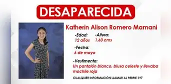 Puente Piedra: familia busca a niña de 12 años que fue a catequesis y desapareció Puente Piedra: familia busca a niña de 12 años que fue a catequesis y desapareció