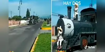 ¡Creí haberlo visto todo! Modifica un tren, le pone neumáticos y transita por una avenida
