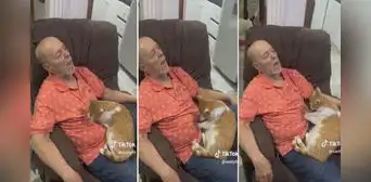 Hombre se queda dormido y su gatito le hace ‘masajes’ en la barriga: “Le está haciendo RCP”