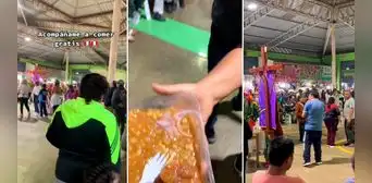 Joven aprovecha celebración en mercado para recibir un plato de comida gratis: “¡Qué bendición!”