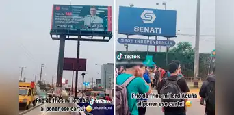 Universidad Cesar Vallejo coloca inusual cartel frente a Senati: “La competencia está dura”