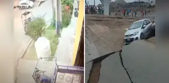 Cámaras de seguridad captan preciso instante de hundimiento de vivienda en Chancay Cámaras de seguridad captan preciso instante de hundimiento de vivienda en Chancay