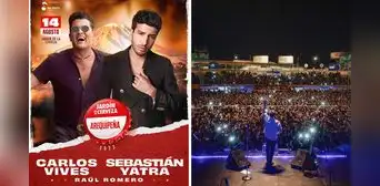Concierto de Sebastian Yatra y Carlos Vives en Arequipa se dará en el Jardín de la Cerveza