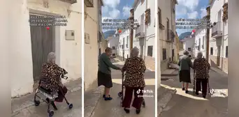 Adulta mayor espera en su andador a su amiga para ir a comer juntas: “Es una verdadera amistad”
