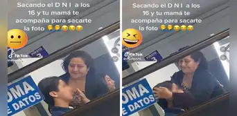 “Madre solo hay una”: captan a mujer peinando a su hijo adolescente para la toma de foto de su DNI