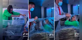 Mujer pierde su viaje por envolver su asiento con plástico para aislarse del resto de pasajeros