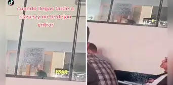 No los dejan entrar al aula por llegar tarde y escriben curiosa excusa en cartel: “Somos víctimas del tráfico” No los dejan entrar al aula por llegar tarde y escriben curiosa excusa en cartel: “Somos víctimas del tráfico”