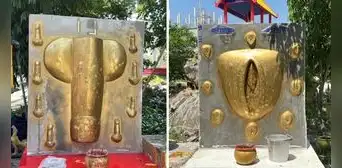 Budistas honran el "origen de la vida" con estatuas gigantes de pene y vagina Budistas honran el "origen de la vida" con estatuas gigantes de pene y vagina