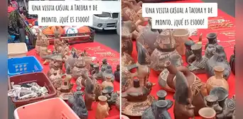 Solo en Perú: captan a ambulante vendiendo huacos en mercado de Tacora