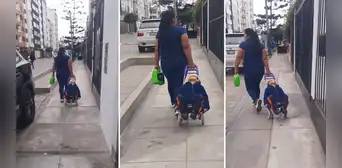 Niño duerme mientras su mamá lo lleva en una carretilla: “En Perú nunca te aburres” Niño duerme mientras su mamá lo lleva en una carretilla: “En Perú nunca te aburres”