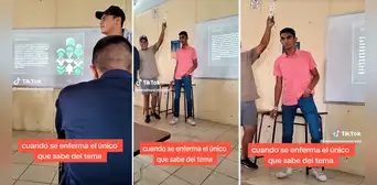 “Cuando se enferma el único que sabe el tema”: joven acude a su exposición conectado a su suero “Cuando se enferma el único que sabe el tema”: joven acude a su exposición conectado a su suero