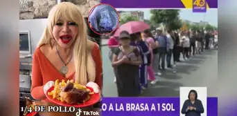 Susy Díaz vende pollo a la brasa a S/1 y genera largas colas en diversos distritos de Lima
