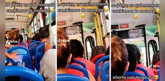 Sube a cúster y se sorprende porque le cobran pasaje en dólares: "Es un bus pituco"