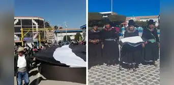 Puno: deudos de fallecidos en protestas contra Dina Boluarte izaron bandera blanca y negra
