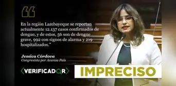 Congresista Jessica Córdova presentó dato impreciso sobre casos de dengue en Lambayeque Congresista Jessica Córdova presentó dato impreciso sobre casos de dengue en Lambayeque