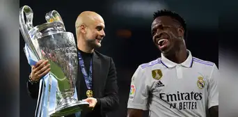 La curiosa 'amenaza' de Guardiola al Madrid tras ganar la Champions: "Estamos a 13, vamos por ti" La curiosa 'amenaza' de Guardiola al Madrid tras ganar la Champions: "Estamos a 13, vamos por ti"