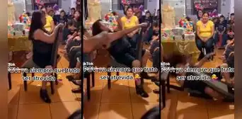 Mujer practica sexy baile en la silla, pero termina en el suelo y se vuelve viral