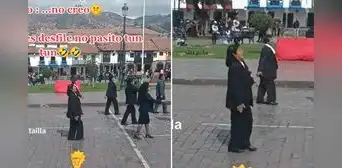 Profesora es viral por su singular forma de desfilar en Cusco: “Está bailando 'Pasito tun tun'”