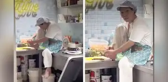 Turista capta a chef cortándose las uñas en cocina de restaurante vegano de República Checa Turista capta a chef cortándose las uñas en cocina de restaurante vegano de República Checa