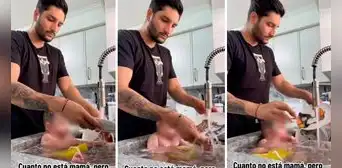 Padre lava los platos mientras baña a su bebé y usuarios quedan en shock: "Ahorro es progreso"