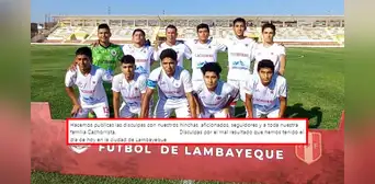 Club histórico de fútbol de Lambayeque pidió disculpas públicas tras caer goleado en Copa Perú Club histórico de fútbol de Lambayeque pidió disculpas públicas tras caer goleado en Copa Perú