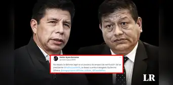 Pedro Castillo: Walter Ayala abandona defensa en proceso de amparo de restitución del expresidente Pedro Castillo: Walter Ayala abandona defensa en proceso de amparo de restitución del expresidente