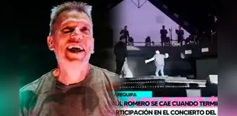 Raúl Romero protagoniza bochornoso momento al resbalarse en concierto del Grupo 5