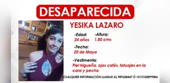 Madre busca a su hija que desapareció hace un mes tras salir de su trabajo en Comas Madre busca a su hija que desapareció hace un mes tras salir de su trabajo en Comas