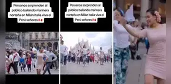 Peruanos la rompen bailando marinera norteña en Italia y sorprenden a miles: "Viva el Perú"