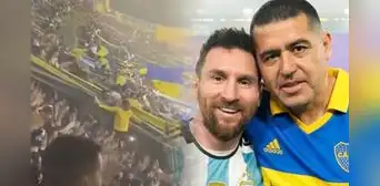 Hinchas de Boca Juniors corean a Lionel Messi que ahora "el más grande" es Juan Riquelme