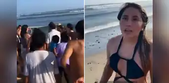 “Gran susto”: joven fue recibida con aplausos tras salvarse de morir ahogada en playa de Trujillo