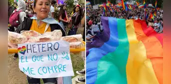Mujer usa inesperado cartel en marcha LGTB+ para vender pan con pollo: “Maestra del marketing” Mujer usa inesperado cartel en marcha LGTB+ para vender pan con pollo: “Maestra del marketing”