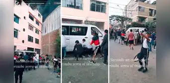 "La unión hace la fuerza": Hombres cargan y sacan camioneta estacionada cerca de incendio en SJL "La unión hace la fuerza": Hombres cargan y sacan camioneta estacionada cerca de incendio en SJL