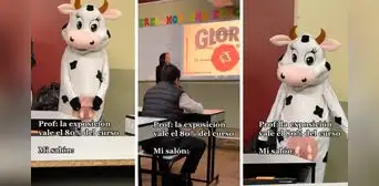 Estudiante de San Marcos sorprende al disfrazarse de vaca para su exposición: "Plan estratégico" Estudiante de San Marcos sorprende al disfrazarse de vaca para su exposición: "Plan estratégico"