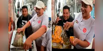 Emprendedora peruana prepara tamales XXL y usuarios reaccionan: “Es un tamalón”
