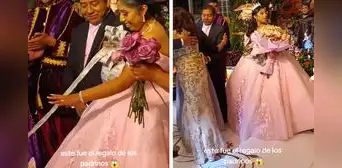 Quinceañera recibe fajo de billetes en Juliaca y redes reaccionan: "Mi padrino ni para la salchipapa" Quinceañera recibe fajo de billetes en Juliaca y redes reaccionan: "Mi padrino ni para la salchipapa"