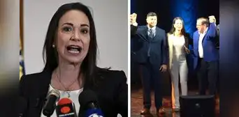 El criticado gesto de María Corina Machado con sus contendores en el debate Primarias Venezuela El criticado gesto de María Corina Machado con sus contendores en el debate Primarias Venezuela