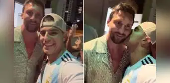 La peculiar reacción de Messi luego de que fan lo besara tras una cena familiar en Miami
