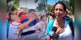 Mujer intenta agredir a María Corina Machado rumbo a un acto de campaña: "El régimen recurre a la violencia" Mujer intenta agredir a María Corina Machado rumbo a un acto de campaña: "El régimen recurre a la violencia"